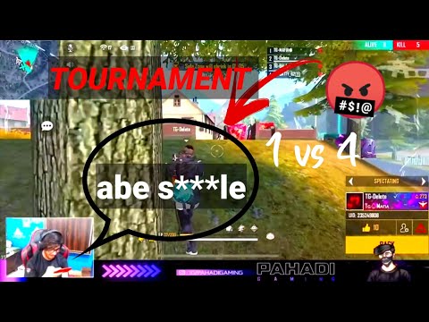 TE-PAHADI ANGRY 🤬 ON TG-DELETE || 1 VS 4 || TU HACKER HAI #TOTALGAMING #Tournament_highlights#1