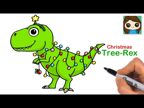 How to Draw a Christmas Tree-Rex 🎄Holiday T-Rex Dinosaur Pun Art