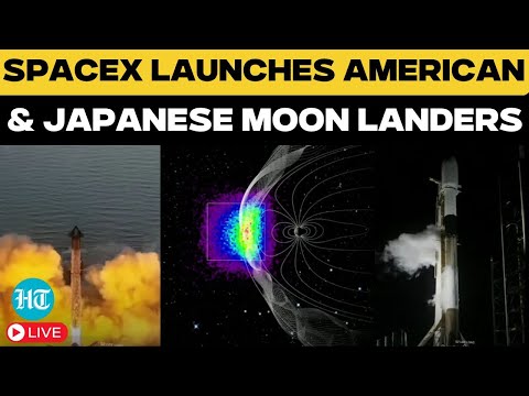 LIVE | SpaceX Falcon 9 Launches American & Japanese Lunar Landers, Nails Dramatic Droneship Landing