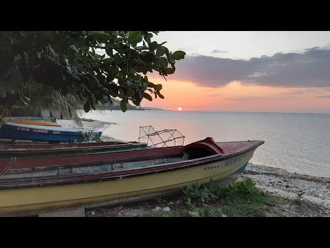 Sunset Over A Fishing Beach In Eastern Hanover Jamaica