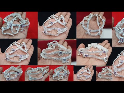 new simple anklets designs for daily use with weight & price | latest silver anklets designs 2024 |