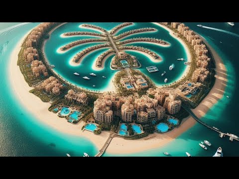 Palm Jumeirah Aerial View: A380 Takeoff from Dubai to Glasgow [4K]