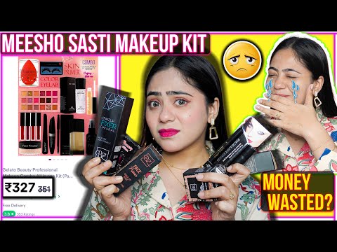 Trying Meesho’s 💕Cheapest Makeup Kit with 15 Makeup Products 😱| At ₹327/- only✨ | Ronak Qureshi.