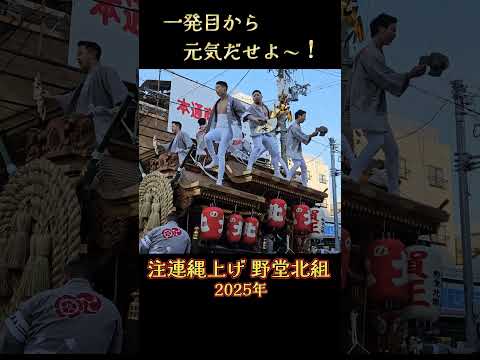 「 一発目から元気だせよ～❗」 野堂北組 だんじり 【注連縄上げ 2025年】