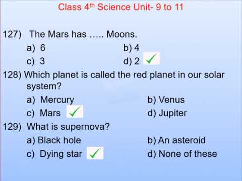 Class 4th Science MCQ's  Unit 9 to 11