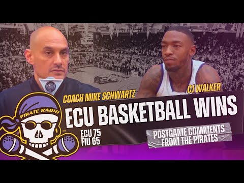 ECU Basketball Coach Mike Schwartz after the Pirates’ win against FIU