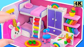 How To Make Cutest Miniature Dollhouse from Polymer Clay and Cardboard ❤️ DIY Miniature Clay House