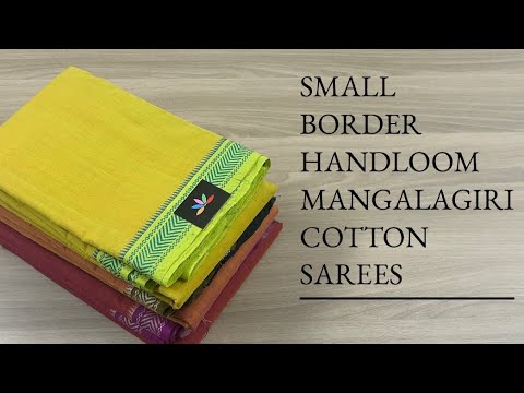 Small Border Handloom Mangalagiri Cotton Sarees | Shop on www.fabk.in #fabksarees #mangalagiricotton