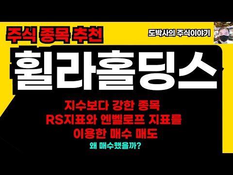 주식종목추천 휠라홀딩스 지수보다 강한 종목 오닐의  RS 지표와 엔벨로프 지표를 이용한 매수 매도 타이밍