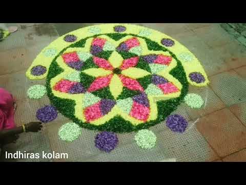 Beautiful Kantha Sasti Viratham Pookolam Decoration Ideas for Home|Traditional Flower Rangoli Design