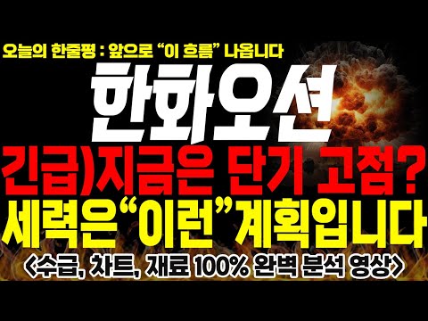 [한화오션 주가전망] 💥긴급💥지금은 단기 고점이다?? 현재 세력은 "이런" 계획입니다. 꼭 시청하세요!🔥 #한화오션목표가 #한화오션주가 #한화오션분석