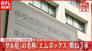 【速報】「サル痘」の名称「エムポックス」に変更へ　厚生労働省の専門部会が概ね了承