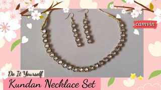 Kundan Necklace Set || DIY Necklace || Jewellery Making || Kundan Earrings || Stone Necklace