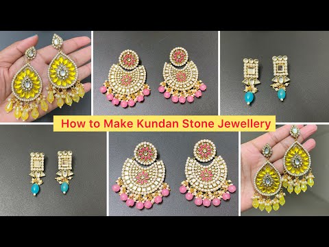 How to Make Beautiful Kundan Stone Jewellery At Home | Beautiful Earrings Tutorials | Diy by Kavita