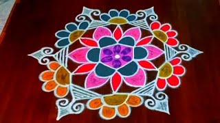 Pongal festival rangoli kolam 🌺 traditional rangoli design 🌺 simple dots colour with colour 🌺