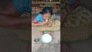 grandma Eating Phena Bhat with kochu shak curry#rural_life_india #food #eatingshow #kochushakrecipe