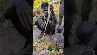 Hadzabe boys preparing their special traditional food middle of nowhere without any spices 2025