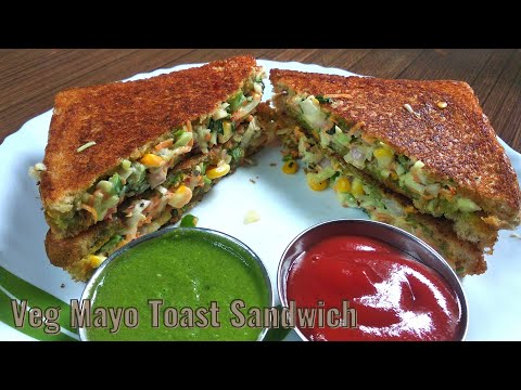 How to Make Veg Mayo Toast Sandwich Recipe at home - Easy and Quick Sandwich