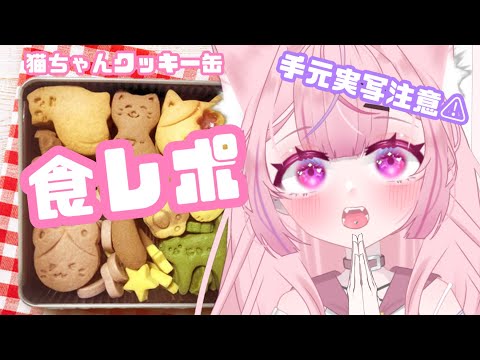 【食レポ】【15歳セルフ受肉】手元実写注意！猫ちゃんクッキー缶食レポ！ #新人vtuber #セルフ受肉 #vtuber #セルフ受肉vtuber