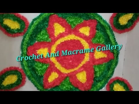 New Fur Wool Rangoli Design | Crochet And Macrame Gallery |#crochet #newfurwoolrangolidesign