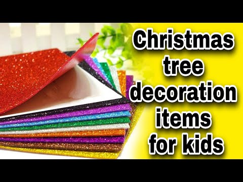 DIY:- Christmas tree decoration items for kids//Christmas craft using glitter sheet//christmas decor