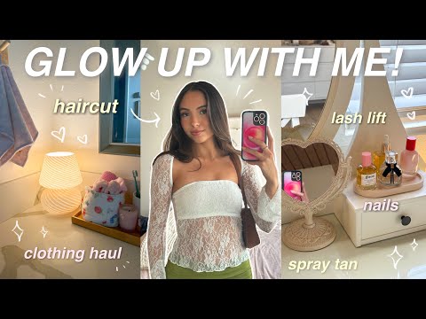 GLOW UP WITH ME FOR 2024! 🎀 haircut, spray tan, nails, lash lift, clothing haul, etc!