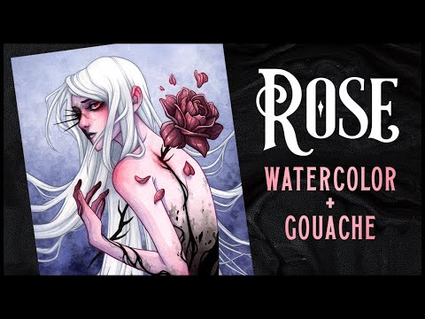 ROSE // Watercolor + Gouache Process // Paint with Me