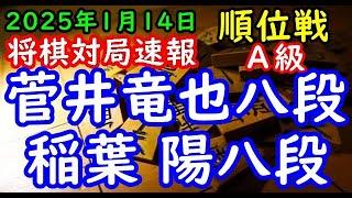 将棋対局速報▲菅井竜也八段（２勝４敗）－△稲葉 陽八段（１勝５敗）第83期順位戦Ａ級７回戦[三間飛車]（主催：朝日新聞社・毎日新聞社・日本将棋連盟）