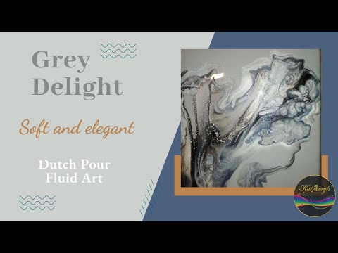 {6} 'Grey Delight' ~ Acrylic Dutch Pour ~ soft and elegant ~ white, black and silver ~ grey base 🤍🖤🤍