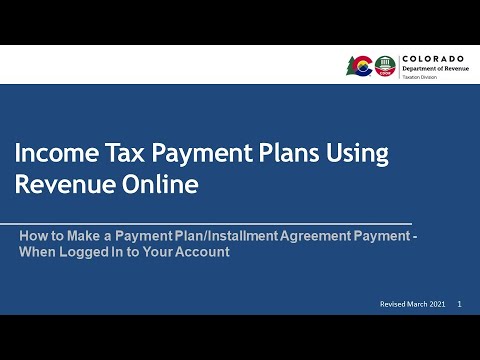 How to Make a Payment Plan/Installment Agreement Payment using Revenue Online - Logged In