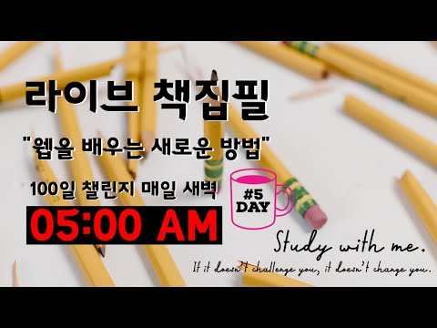 라이브 책집필 (5일차) | 100일 챌린지 | 미라클모닝 | 웹을 배우는 새로운 방법 | Live | Early morning study with me | Writing