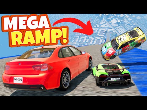 Jumping WEIRD Cars Off the BIGGEST RAMP Into The City in BeamNG Drive Mods!