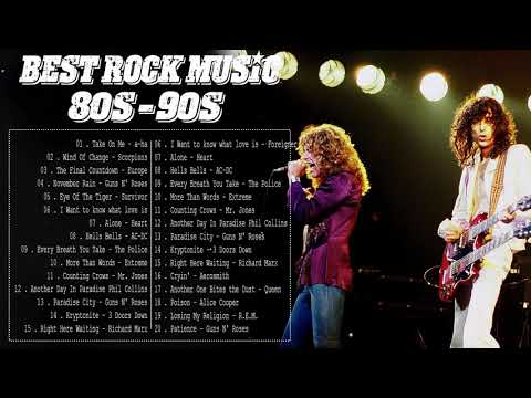 Scorpions, Bon Jovi, U2, Nirvana , Aerosmith, Led Zeppelins - Best Classic Rock  80's 90's