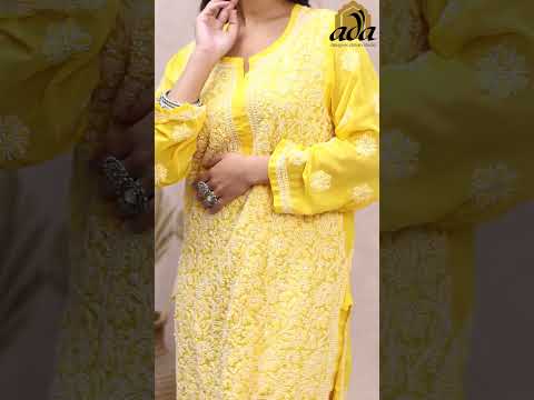 Treat yourself to a piece of Indian heritage with this exquisite Yellow cotton kurta from Ada