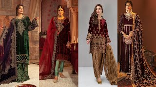 Maria B Latest Velvet Dress Designs |Winter Velvet Dress Designs for Girls |2022