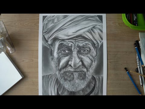 indian farmer | old man portrait drawing