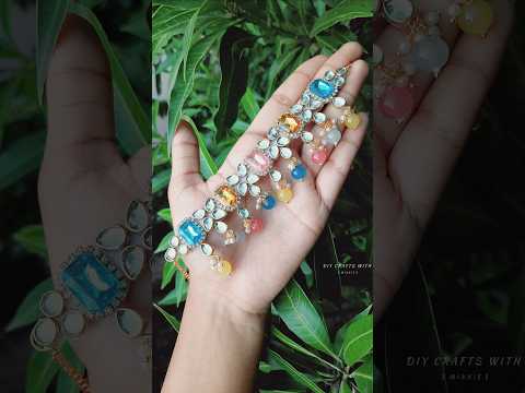 Diy Kundan Stones Necklace 💕 Part -1 #diy #shorts #shortsfeed #diyjewellerymaking #handmadejewellery