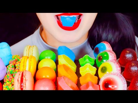 ASMR, Rainbow Food, Macaron, Gummies, Marshmallow Eating Vlog, Mukbang @SugarHiASMR