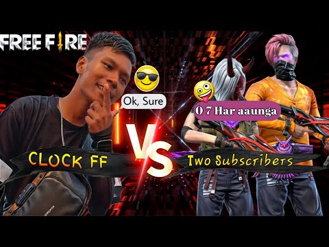 overpower clock ff ☠️ 1v2 custom challenge 🙊 with two pro subscriber for the first time @clockff53