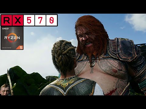 god of war ragnarök RX 570 + Ryzen 5 5500 Performance testing