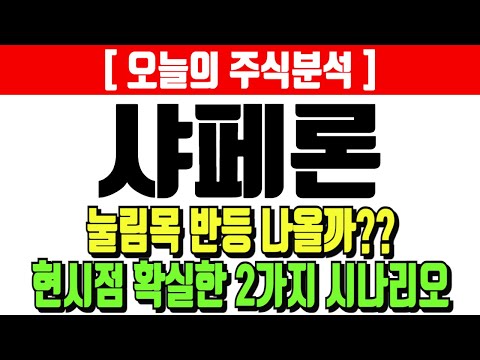 샤페론 눌림목 반등 나올까? 현시점 확실한 2가지 시나리오