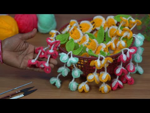 फूलों वाली बेहद आसान तोरन #Beautiful and Easy toran design #knitting doorhanging #Crochet handwork