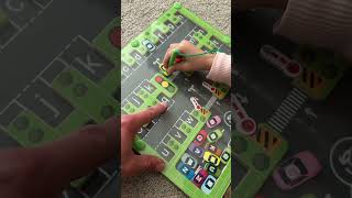 She loves this magnetic alphabet car game #toddler #kindergarten #learning #stem #busyboard