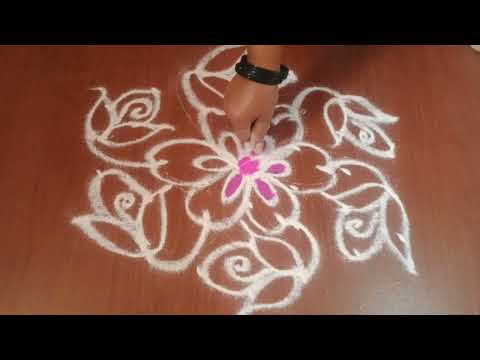 7×4 dots rangoli design||#rangolidesign#flower#daily#simplerangoli