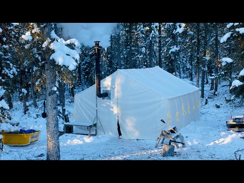 ESCAPE to the WILDERNESS || COLD CAMPING in WINTER WALL TENT