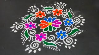 Maha Sivaratri special Beautiful Flower Rangoli5*3 dots #mahashivaratrirangoli#mahashivaratrimuggulu