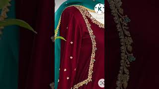 #red velvet suit design #velvet #red handwork suit #velvetdressdesigns