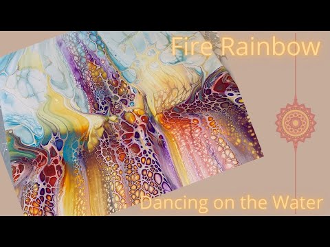 #189 Fire Rainbow on the Water Swipe | Acrylic Pour Painting | Abstract | Fluid Painting