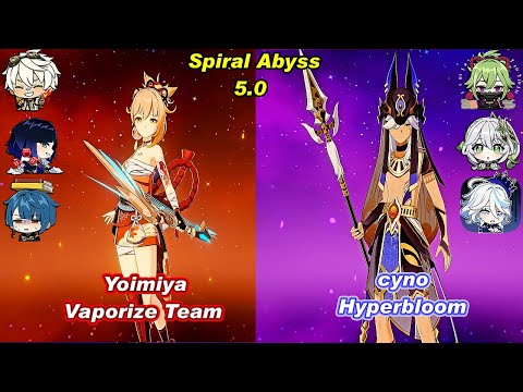 (5.0) C0 Yoimiya Vaporize Team & C0 Cyno Hyperbloom Spiral Abyss Floor 12 Full Star _F2P