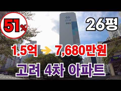 고려4차 아파트경매  최저가 (51%) 7680만원 / 감정가 1억5000만원 / 사건번호 2023타경 29456 입찰일:2024.10.07